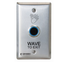 Camden Door Controls CM-222-46-P3 ValueWave Touchless Switch Stainless Steel Single Gang Faceplate 12/24VDC 1 Relay Blue/Green Exit PS