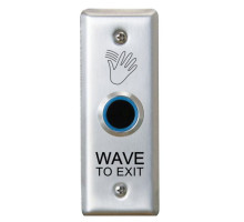 Camden Door Controls CM-222-46N-P3 ValueWave Touchless Switch Stainless Steel Narrow Faceplate 12/24VDC 1 Relay Blue/Green Exit PS