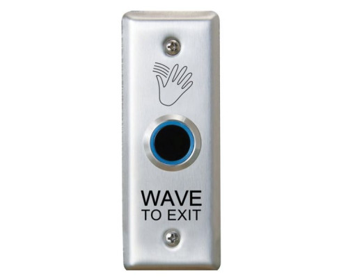 Camden Door Controls CM-222-46N-P3 ValueWave Touchless Switch Stainless Steel Narrow Faceplate 12/24VDC 1 Relay Blue/Green Exit PS