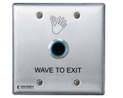 Camden Door Controls CM-222-46W ValueWave Touchless Switch, Double Gang, 'Wave to Exit' Graphics