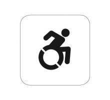 Camden Door Controls CM-25-A2 Narrow Push Plate Switch, Vertical Mounting, 'ACTIVE WHEELCHAIR' Symbol, Black Graphic