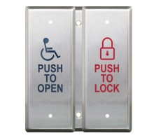 Camden Door Controls CM-2520-4854 Double Gang Vestibule Push Plate Switch, 'Push to Open' & 'Push to Lock', Surface Box