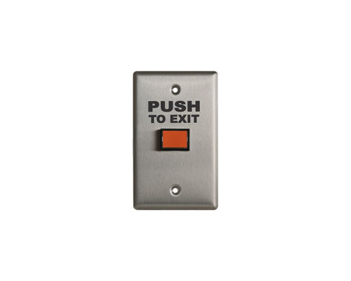 Camden Door Controls CM-300RPTE Rectangular LED Illuminated Exit Switch, Red Button, 'PUSH TO EXIT' Faceplate Graphics