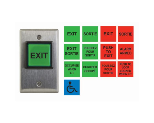 Camden Door Controls CM-30C-DP Square LED Illuminated Push/Exit Switch, DPDT 12/24 Volt