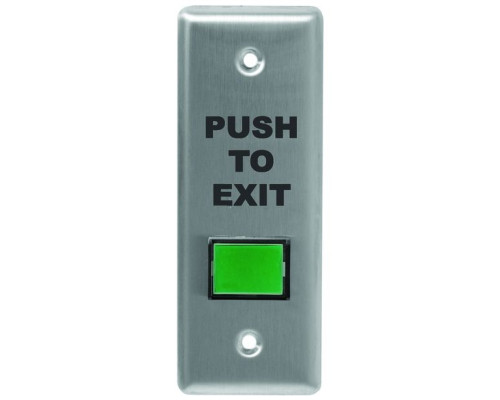 Camden Door Controls CM-310EE Rectangular LED Illuminated Exit Switch, Green Button, 'PUSH TO EXIT' Narrow Faceplate Graphics