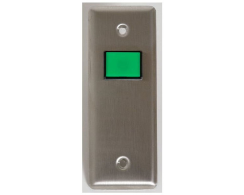 Camden Door Controls CM-310G-3 Narrow faceplate, SPDT Momentary Green button 'PUSH TO OPEN', black text