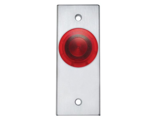 Camden Door Controls CM-3120R-7 Illuminated Mushroom Red Pushbutton P/B, 'PUSH TO EXIT', Lasered Black Text