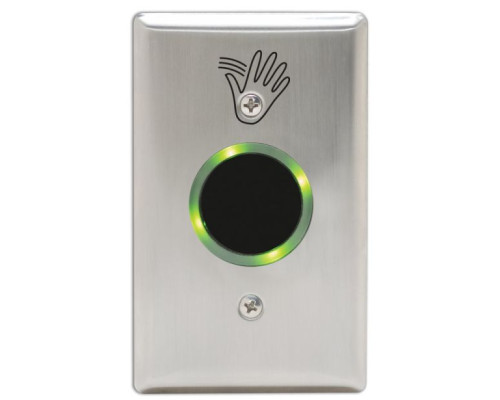 Camden Door Controls CM-332-40S-SGLR Wired Touchless Switch, Single Gang Stainless Steel Faceplate, 2 Relays with Hand Icon