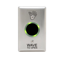 Camden Door Controls CM-332-41FSW-SGLR Wired Touchless Switch Single Gang Stainless Steel with Hand Icon and 'Wave to Open' text