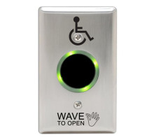 Camden Door Controls CM-332-42SWS-SGLR Wired Touchless Switch Double Gang, Stainless Steel, 2 Relay, Hand Wave to Open & Wheelchair, L Ring & Sign