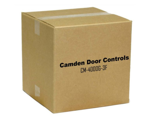 Camden Door Controls CM-4000G-3F Spring Return, Normally Open, Momentary, Green Button, 'POUSSEZ POUR OUVRIR', Black Text