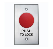 Camden Door Controls CM-4050R-8-7112 Red Mushroom Switch, Push/Pull, N/O & N/C, Maintained, 'PUSH TO LOCK', Black, Green LED