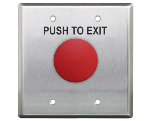 Camden Door Controls CM-420WR-7 Double Gang Faceplate, N/O and N/C Contacts, Red Button with 'PUSH TO EXIT', Black Text