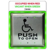 Camden Door Controls CM-45-454SE1 4-1/2' Push Plate Switch, Wheelchair & Push to Open, with Surface AURA(tm) Illuminated Enclosure and Sign