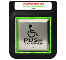 Camden Door Controls CM-45-455SE1 4-1/2' Push Plate Switch, Wheelchair & Push to Open, with Flush AURA(tm) Illuminated Enclosure and Sign