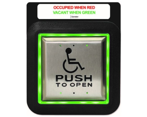 Camden Door Controls CM-45-455SE1 4-1/2' Push Plate Switch, Wheelchair & Push to Open, with Flush AURA(tm) Illuminated Enclosure and Sign