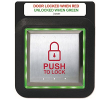 Camden Door Controls CM-45-8B55SE1 4-1/2' Push Plate Switch, Icon & Push to Lock, with Flush AURA(tm) Illuminated Enclosure and Sign