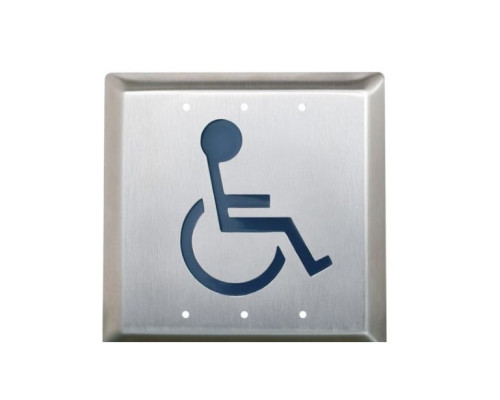 Camden Door Controls CM-45-A2WT 4 1/2' Square Stainless Steel Push Switch Active Wheelchair Blue, Water Tight