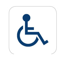 Camden Door Controls CM-45K-2 4-1/2' Square Push Plate Switch, Concealed Screws w/ No Battery Kinetic Wireless Transmitter, Wheelchair Symbol, Blue Graphic