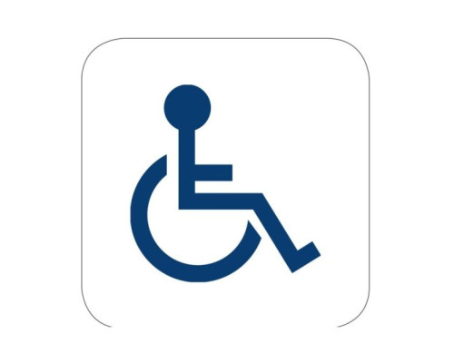 Camden Door Controls CM-45K-2 4-1/2' Square Push Plate Switch, Concealed Screws w/ No Battery Kinetic Wireless Transmitter, Wheelchair Symbol, Blue Graphic