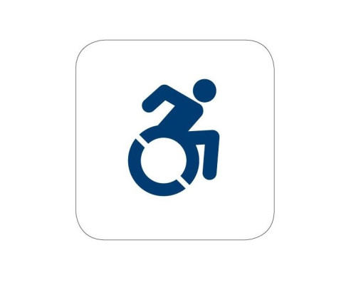 Camden Door Controls CM-45K-A2 4-1/2' Square Push Plate Switch, Concealed Screws w/ No Battery Kinetic Wireless Transmitter, Active Wheelchair Symbol, Blue