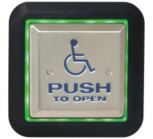 Camden Door Controls CM-46-4F55 AURA Illuminated Switch Kits, Flush Mount, 'WHEELCHAIR' and 'POUSSEZ POUR OUVRIR', Black Graphics