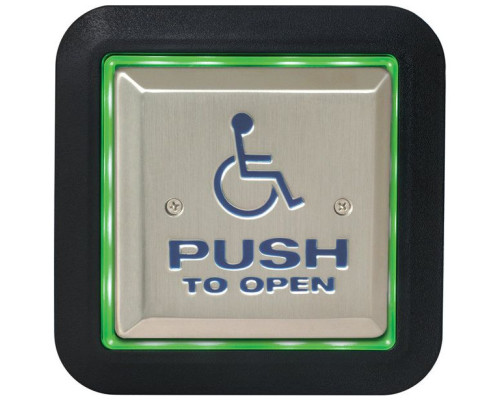 Camden Door Controls CM-46-4F55 AURA Illuminated Switch Kits, Flush Mount, 'WHEELCHAIR' and 'POUSSEZ POUR OUVRIR', Black Graphics