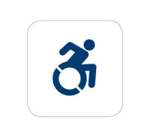 Camden Door Controls CM-46-A2 4 1/2' Square Push Plate Switch, Exposed Screws, 'ACTIVE WHEELCHAIR' Symbol, Blue (CM-45 Series Only)