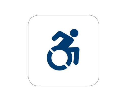 Camden Door Controls CM-46-A2 4 1/2' Square Push Plate Switch, Exposed Screws, 'ACTIVE WHEELCHAIR' Symbol, Blue (CM-45 Series Only)