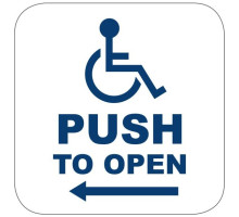 Camden Door Controls CM-46K-4AL 4-1/2' Square Push Plate Switch, 'WHEELCHAIR' symbol with ARROW Left, Blue Graphics