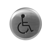 Camden Door Controls CM-60-2-DPWT 6' Round Push Plate Switch 'WHEELCHAIR' Symbol, Blue Boot and Water Tight Coating, DPDT