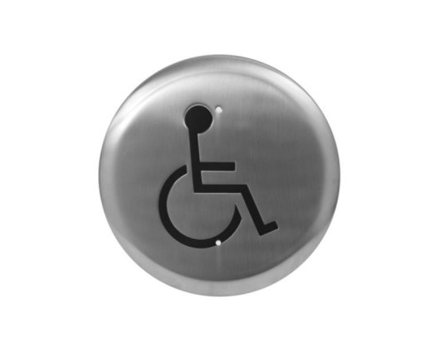 Camden Door Controls CM-60-2-DPWT 6' Round Push Plate Switch 'WHEELCHAIR' Symbol, Blue Boot and Water Tight Coating, DPDT