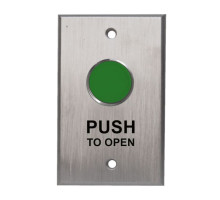 Camden Door Controls CM-7000G-3 Single Gang Faceplate, Spring Return N/O, Momentary, Green Button, 'Push to Open', Black Graphics