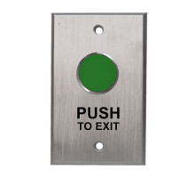 Camden Door Controls CM-7020GE-7 Green Button Exit, Single Gang Faceplate 'Push to Exist' Laser Etched, NO/NC