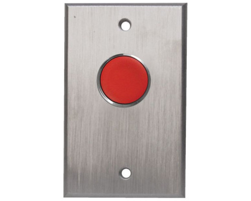 Camden Door Controls CM-7020R-7 Red Button Single Gang Faceplate N/O N/C, ''PUSH to EXIT'' Laser Etched