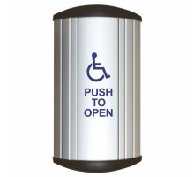 Camden Door Controls CM-7509-4 9' Long Column(tm) Push Plate Switch, 'WHEELCHAIR' Symbol and 'PUSH TO OPEN'