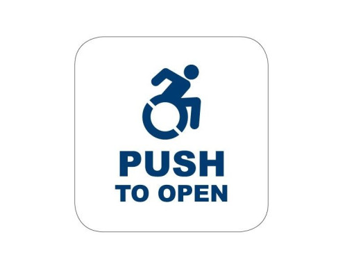 Camden Door Controls CM-7509-A4 Active Wheelchair Symbol & Push to Open Text, Blue, Aluminum Finish Only