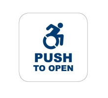 Camden Door Controls CM-7536-A4 Active Wheelchair Symbol & Push to Open Text, Blue, Aluminum Finish Only