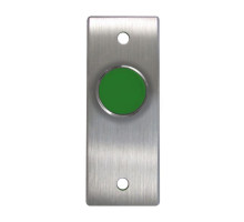 Camden Door Controls CM-8000G-3F Spring Return, N/O, Momentary, Green Button, 'POUSSEZ POUR OUVRIR', Black Graphics