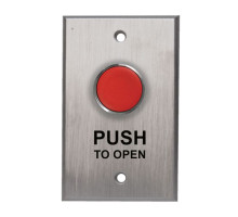 Camden Door Controls CM-8000R-3 Spring Return, N/O, Momentary, Red Button, 'PUSH TO OPEN', Black Graphics