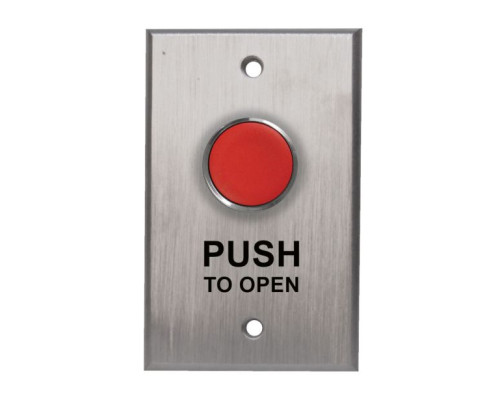 Camden Door Controls CM-8000R-3 Spring Return, N/O, Momentary, Red Button, 'PUSH TO OPEN', Black Graphics