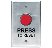 Camden Door Controls CM-8010-13 Vandal Resistant 1' Red Push Button, Single Gang Aluminum, N/C Momentary w/ 'WC System Reset' Text