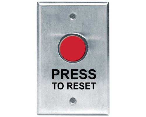 Camden Door Controls CM-8010-13 Vandal Resistant 1' Red Push Button, Single Gang Aluminum, N/C Momentary w/ 'WC System Reset' Text