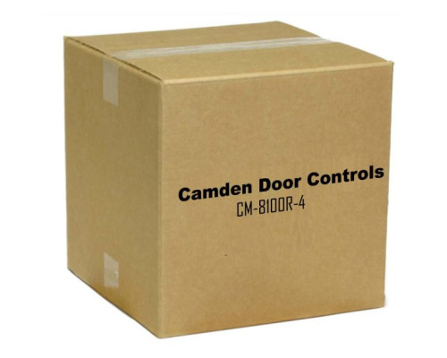 Camden Door Controls CM-8100R-4 Narrow Faceplate Spring Return, N/O, Momentary, Red Button, 'WHEELCHAIR' Symbol and 'PUSH TO OPEN', Black text