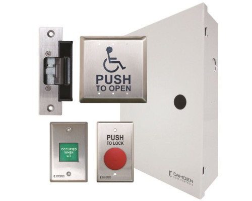 Camden Door Controls CX-WC11AFM-PSF Basic Restroom Kit Flush Mount Pushbutton and Annunciator System, French