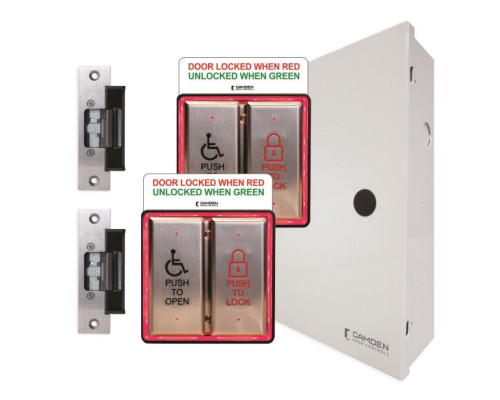 Camden Door Controls CX-WC14AXSM-PSFE Surface Mount Two Door Restroom System, , BiLingual