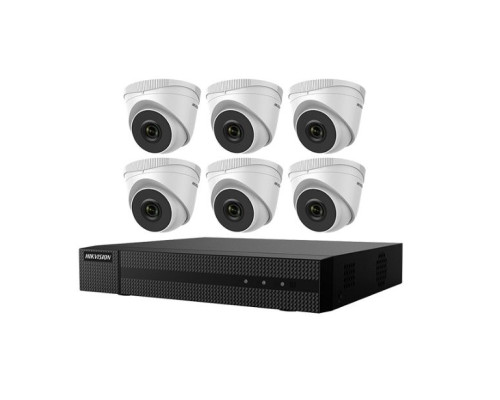 Hikvision EKI-Q82T26 Kit Includes Six 2 Megapixel Outdoor Turret Cameras, 2.8mm lens with One 8 Channel NVR with PoE, 2TB