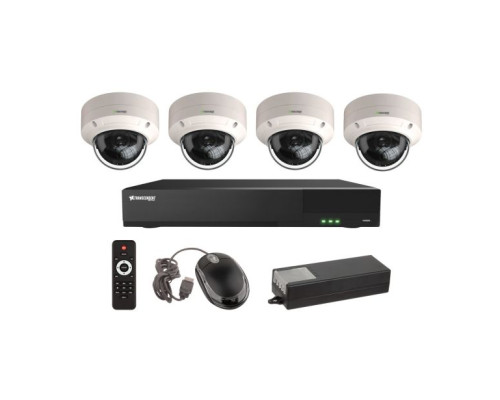 Vitek VT-TH5KT48TD-2 4 Channel 5-IN-1 (TVI/AHD/CVI/CVBS) DVR, 8TB with 4 x 5 Megapixel Vandal Dome Cameras, 2.8mm Lens