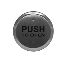 Camden Door Controls CM-60K-3 6' Stainless Steel Round Push Plate Switch 'PUSH TO OPEN', Black Graphics