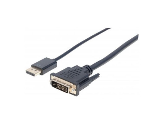 Manhattan 152143 DisplayPort 1.2a Male to DVI-D 24+1 Male Cable, 1.8 m (6 ft.), Black